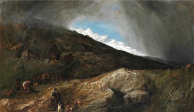 Berglandschaft mit einem Jäger und Wanderern von Clarkson Frederick Stanfield